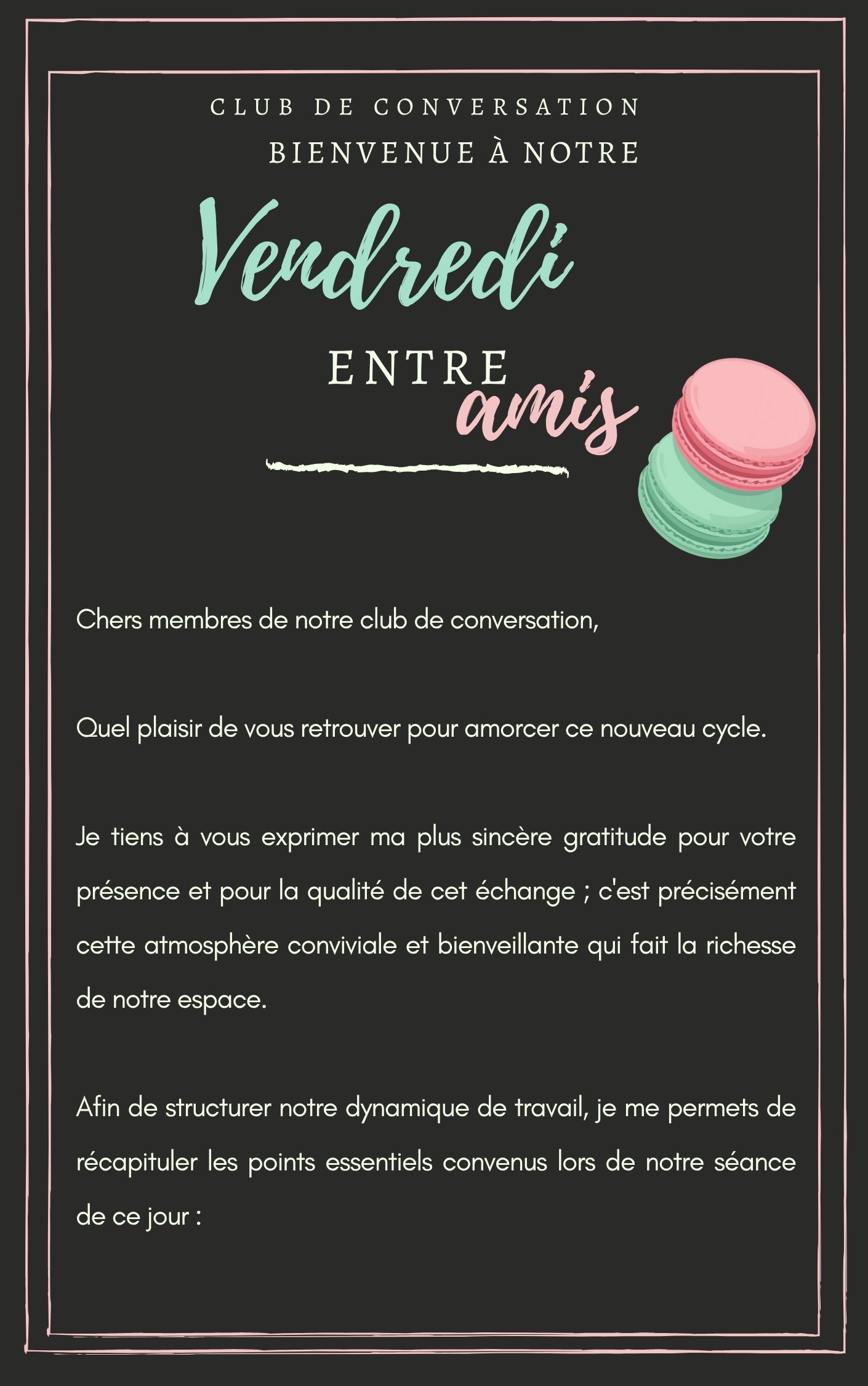 Mot de bienvenue de Miguel pour ce nouveau cycle